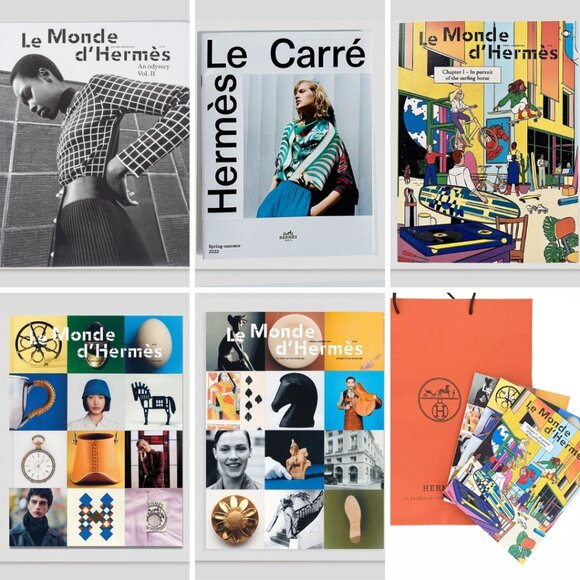 Hermes Set of 5 Le Monde D'Hermès Catalogs + Authentic Hermès Gift Bag - Picture 1 of 6